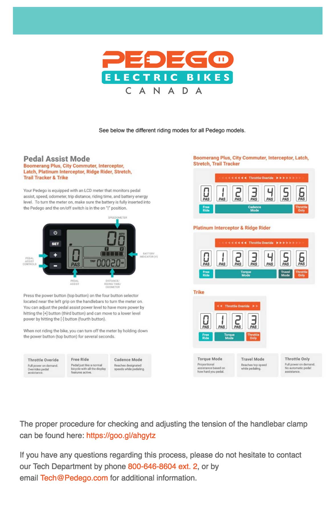 Tech Publications Dealers Pedego Canada Dealer Support Portal