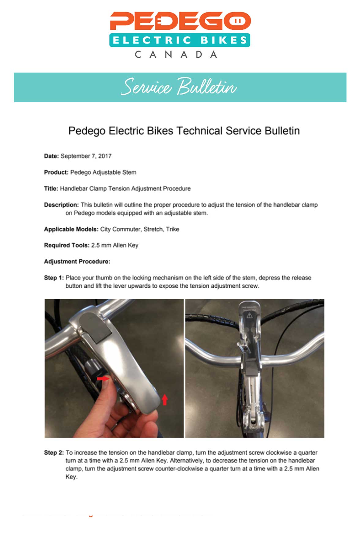 Tech Resources Pedego Canada Dealer Support Portal